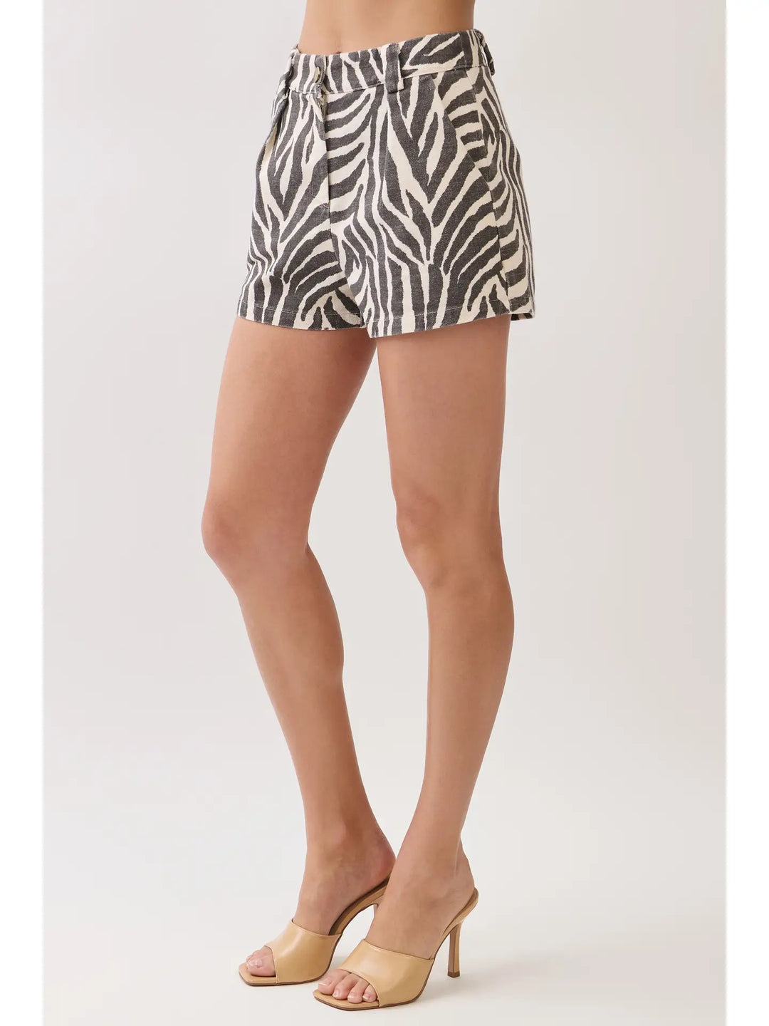 Zebra Print High Waist Tailored Shorts