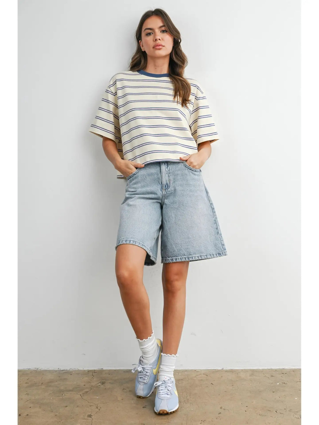 Striped Boxy Cropped T-Shirt
