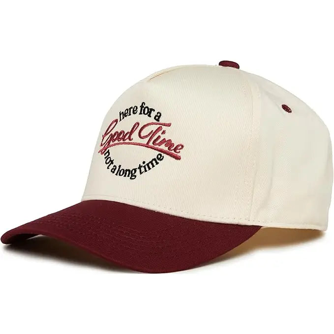 2-Tone Embroidered Cap - Good Time Not A Long Time -Burgundy