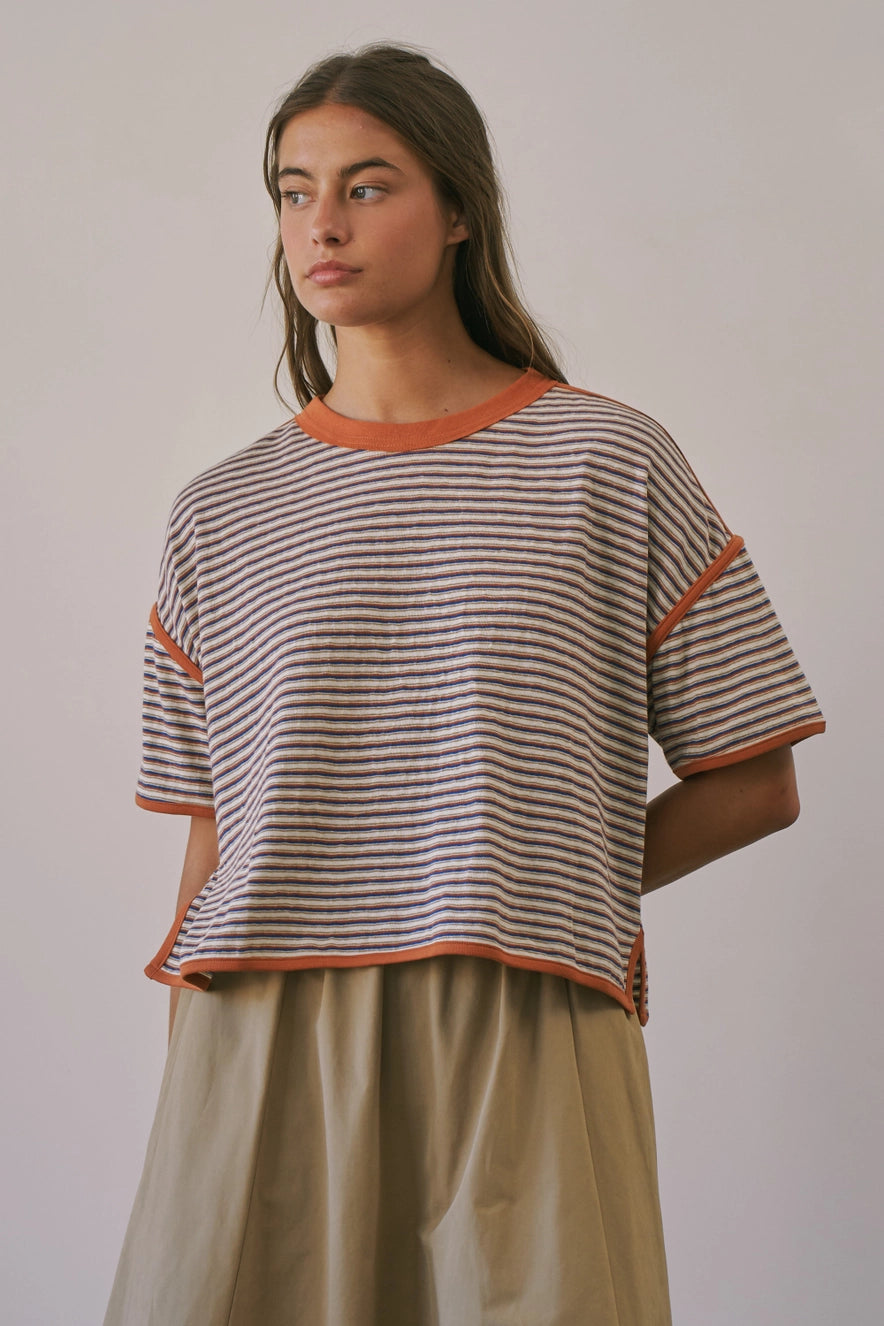 Milo Stripe Oversized Cozy Crewneck Top