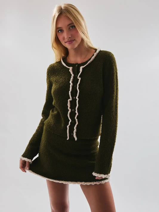 Green Knit Cardigan Top