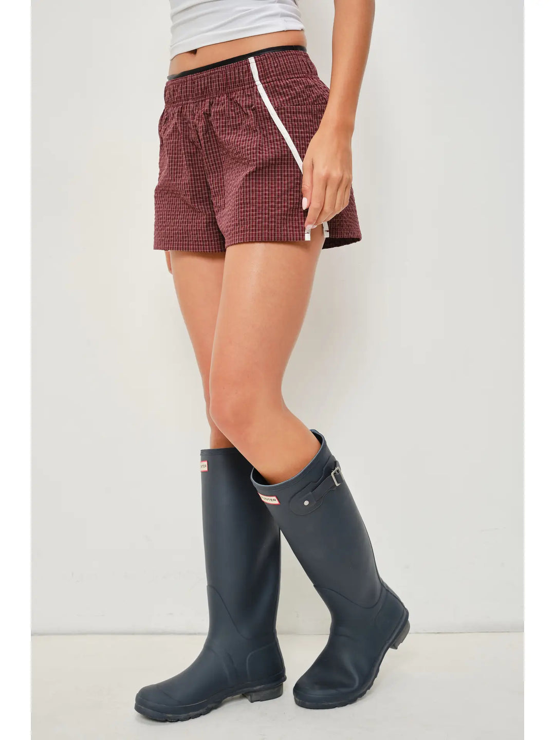 Roxy Micro Grid Nylon Shorts with Contrast Binding