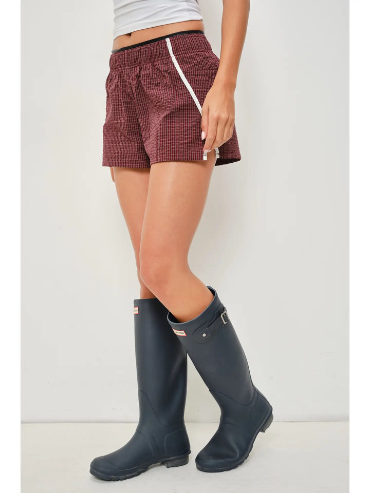 Roxy Micro Grid Nylon Shorts with Contrast Binding