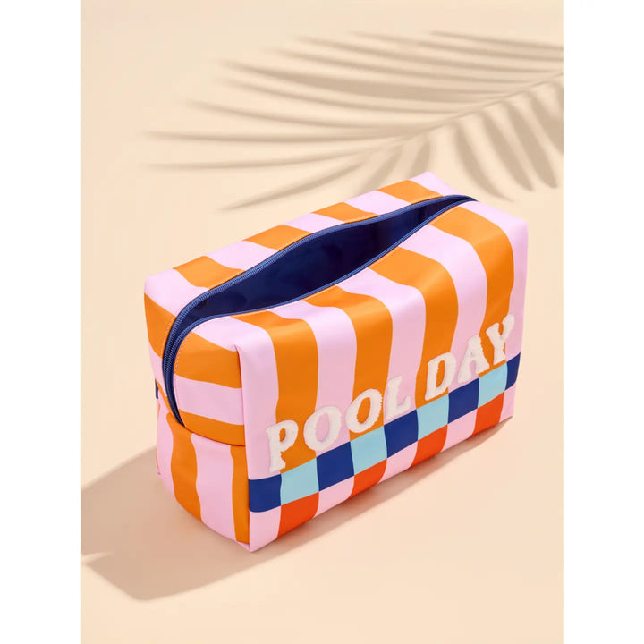 "Pool Day" Oversized Zip Pouch,Multi