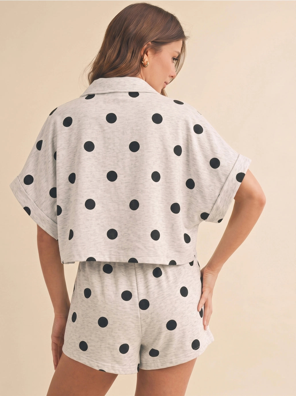 Polka Dot Collared Crop
