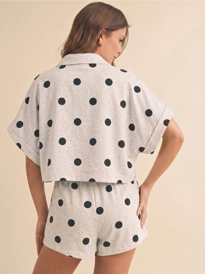 Polka Dot Collared Crop