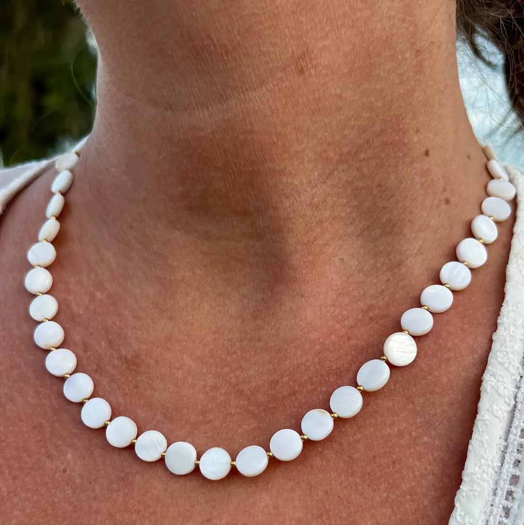 Maia Necklace | Boho Surfer Beach Jewelry | Mother of Pearl