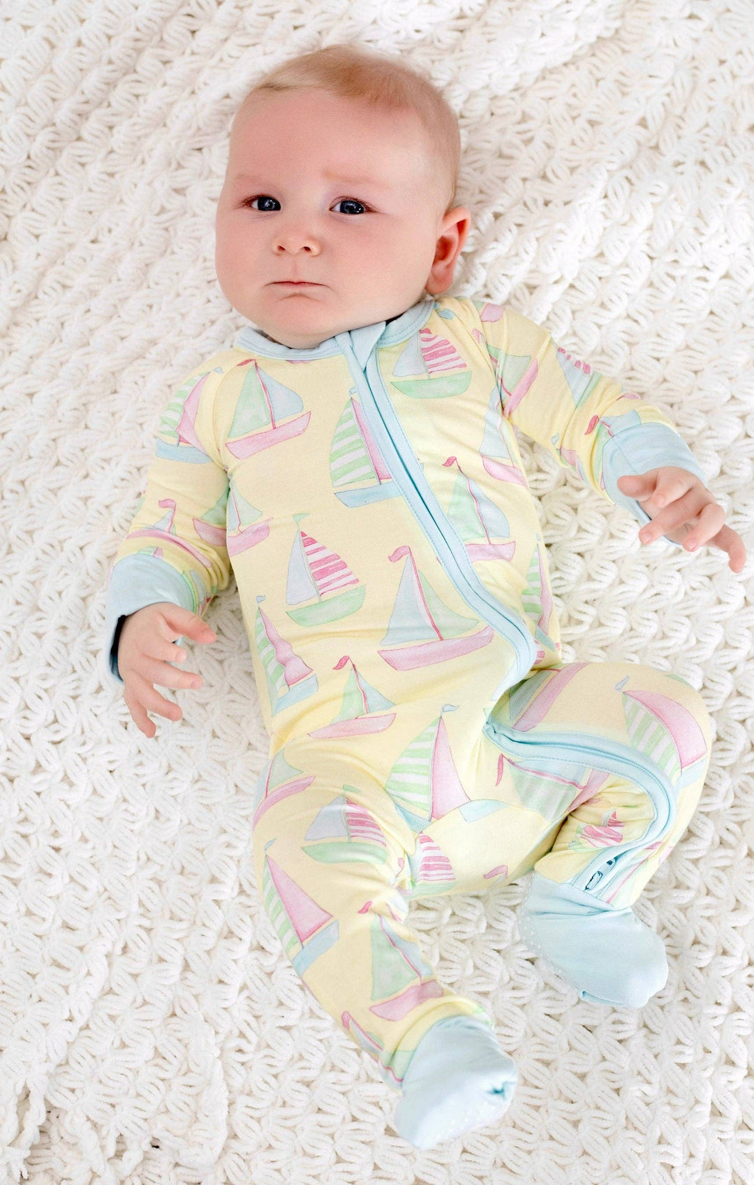 Sailboat Zipper Onesie: 12-18M