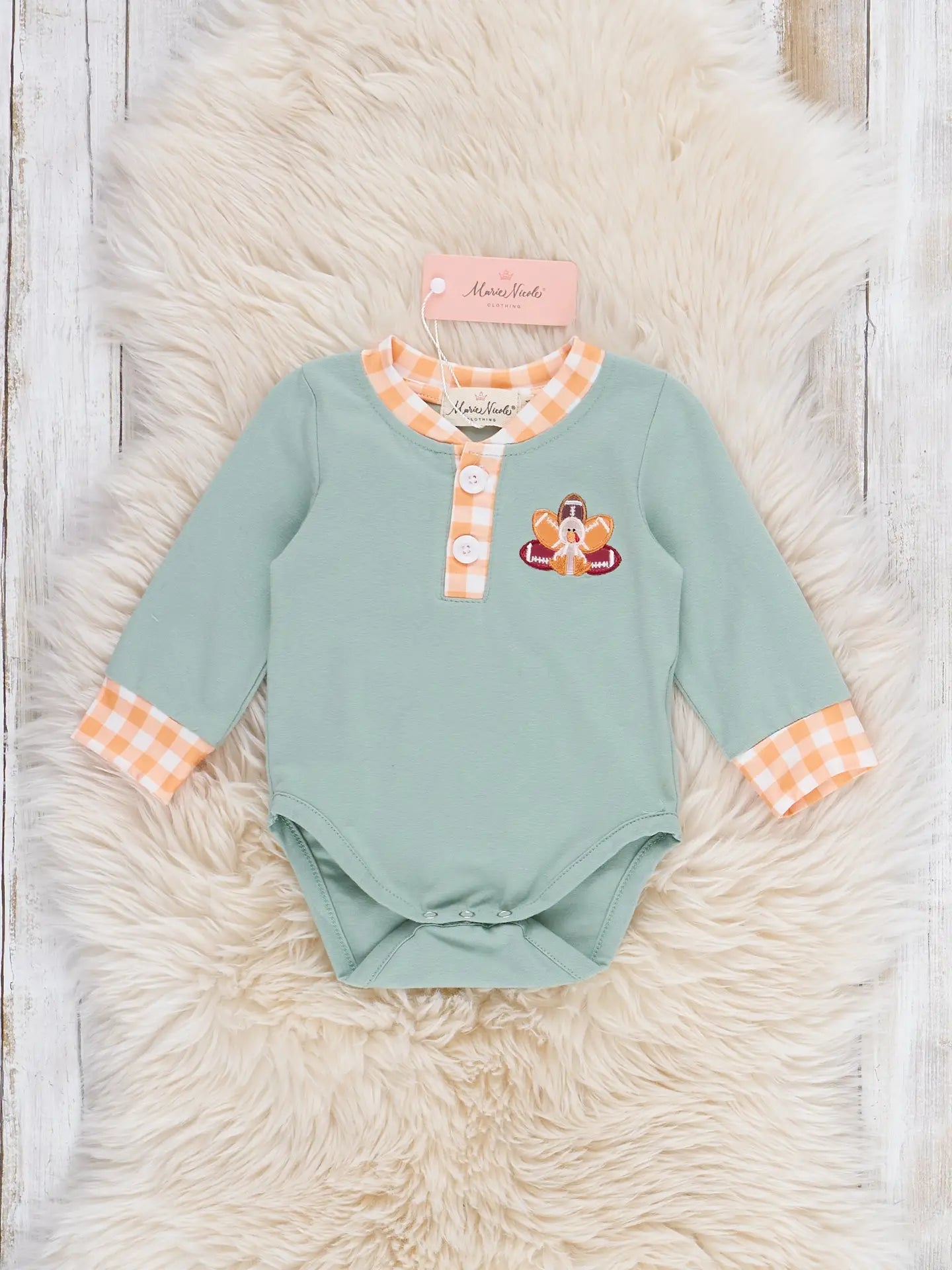 Football Feathers Embroidered Bubble Romper