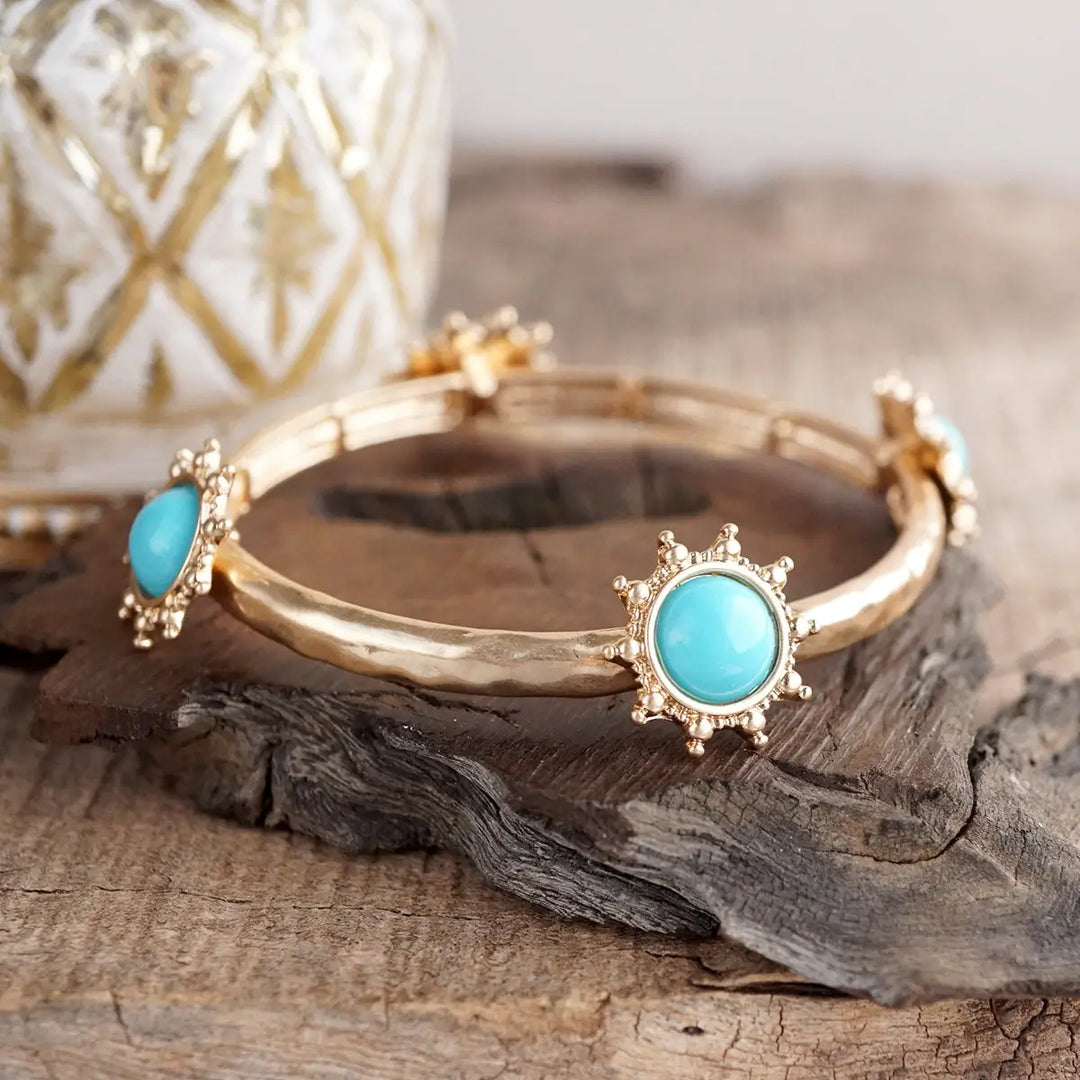 Turquoise Suncrest Glow – Hammered Charm Bangle