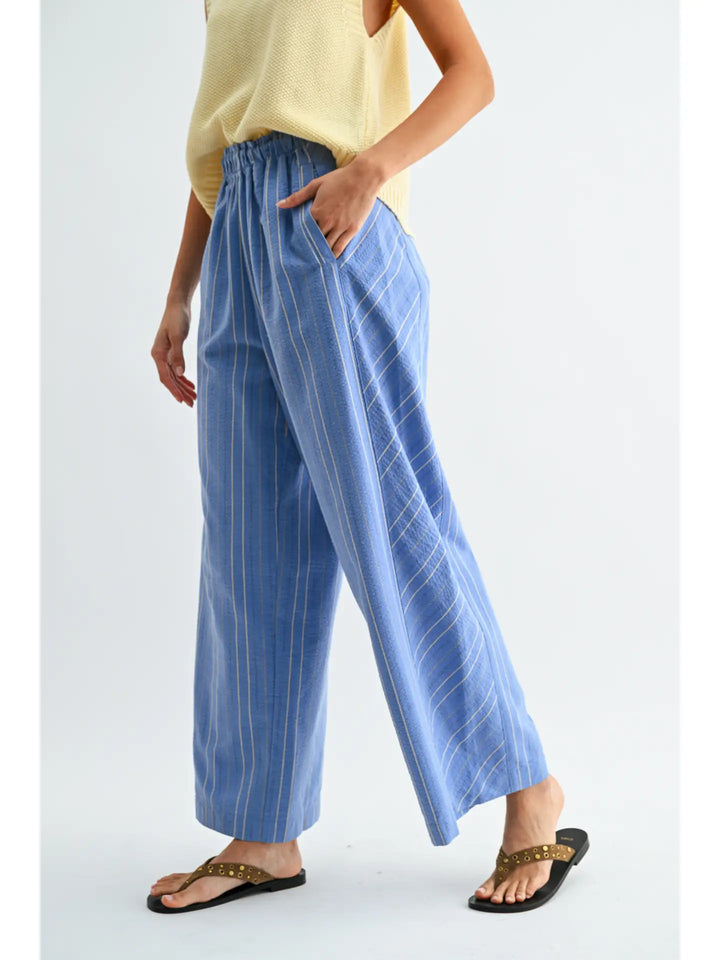 Pinstripe Wide-Leg Trousers