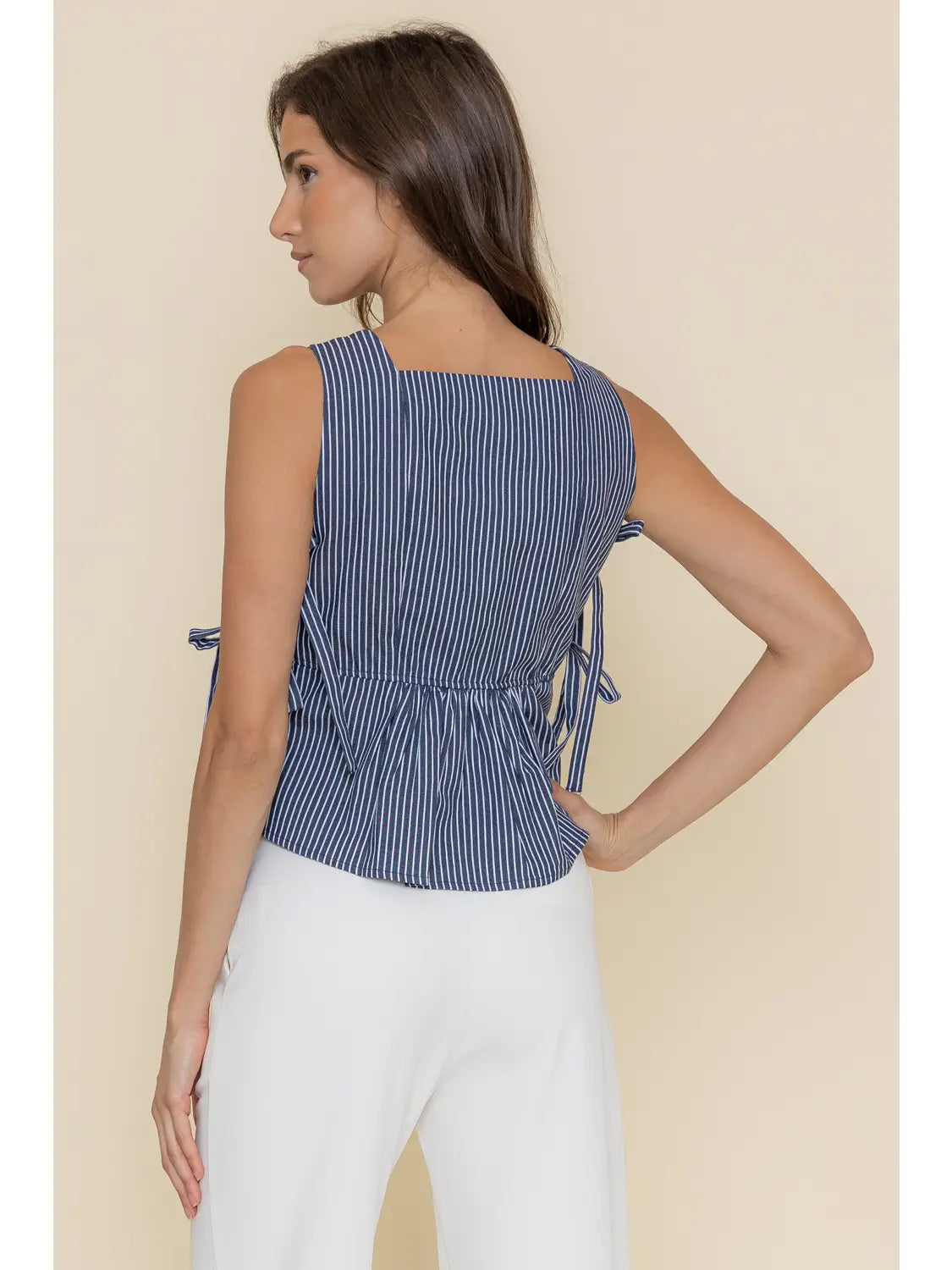 Nautical Resort Stripe Bow Tank Babydoll TOP