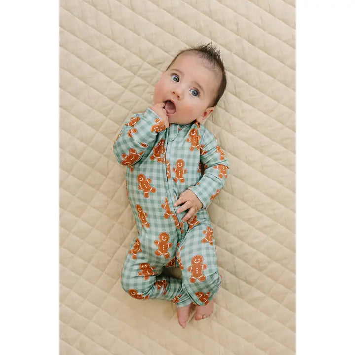 Bamboo Zip Romper | Gingerbread Gingham
