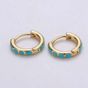 14K Gold Filled Turquoise Huggies