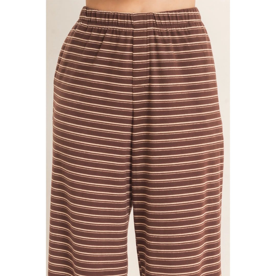 Striped Elastic Waist Pants