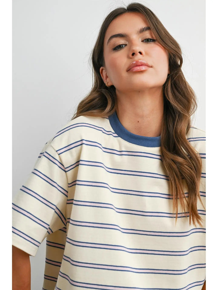 Striped Boxy Cropped T-Shirt