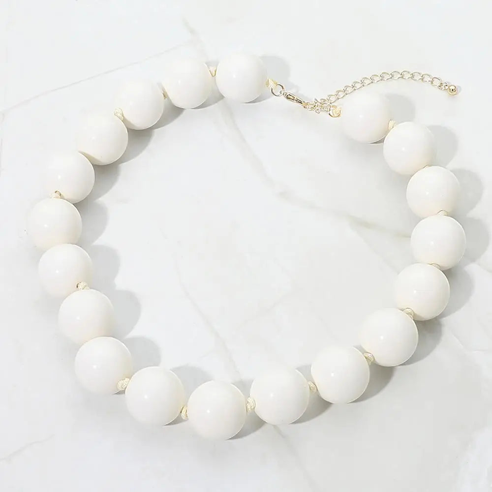 White Chunky Beaded Necklace