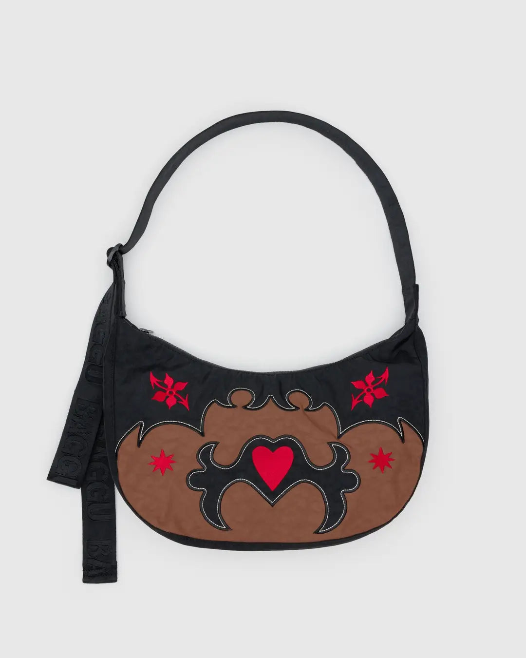 Medium Nylon Crescent Bag - Western Appliqué Baggu