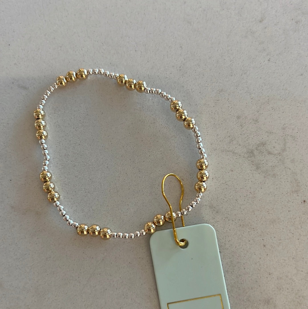Classic Joy Pattern 4mm Bead Bracelet - Mixed Metal