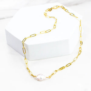 Freshwater Pearl Chain Necklace - 14K Gold Filled
