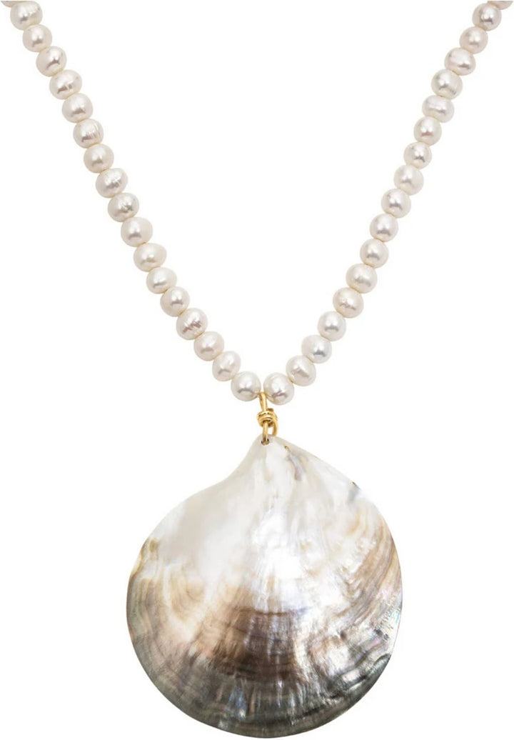 Electric Picks Siren Pearl Seashell Statement Pendant Necklace