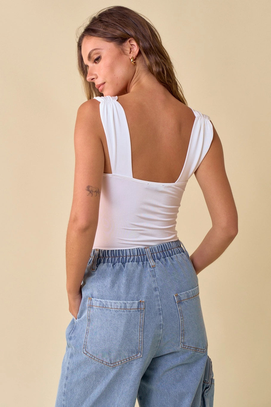 White Twist Front Bodysuit
