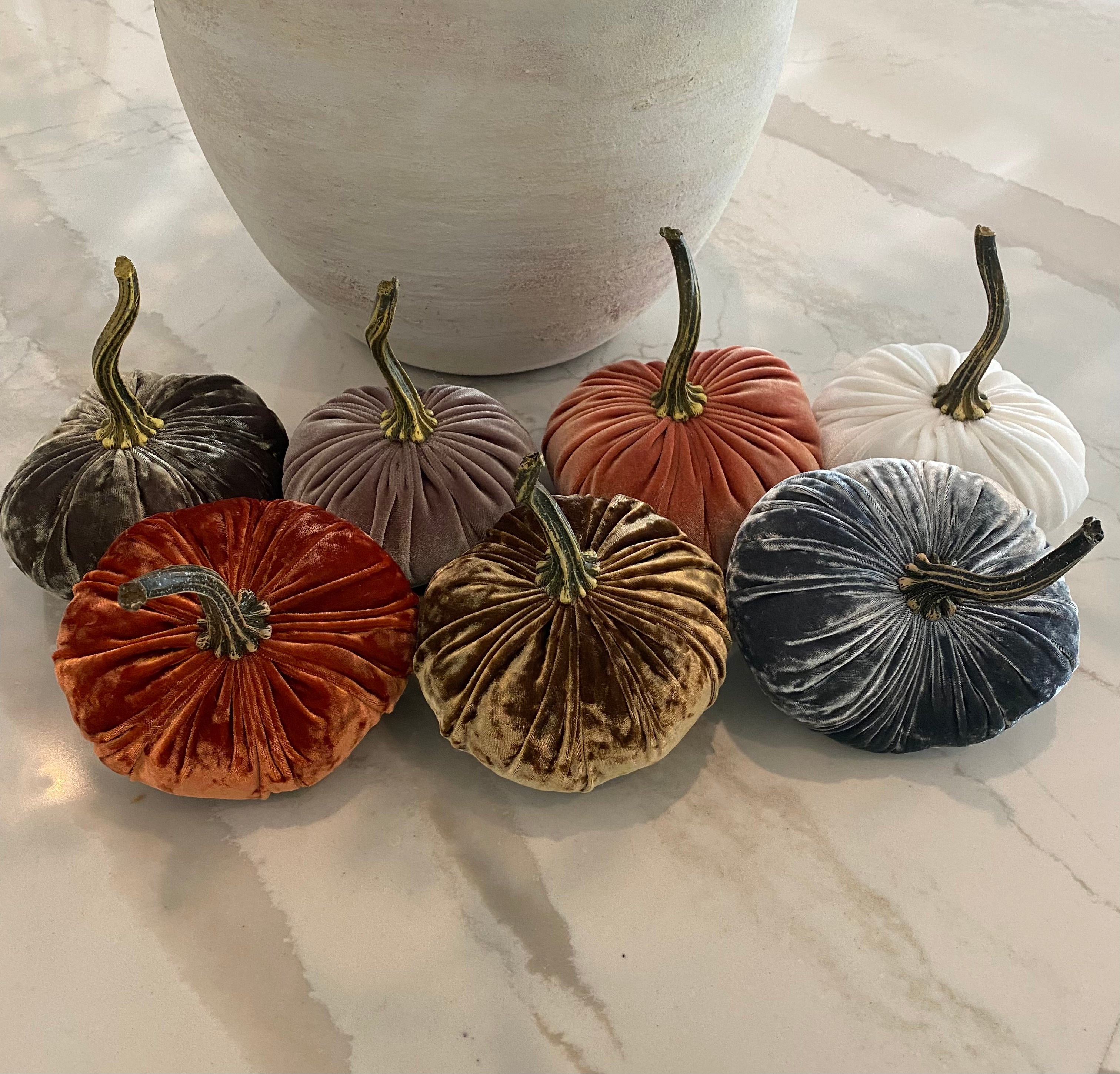 Handmade Small Velvet Pumpkins