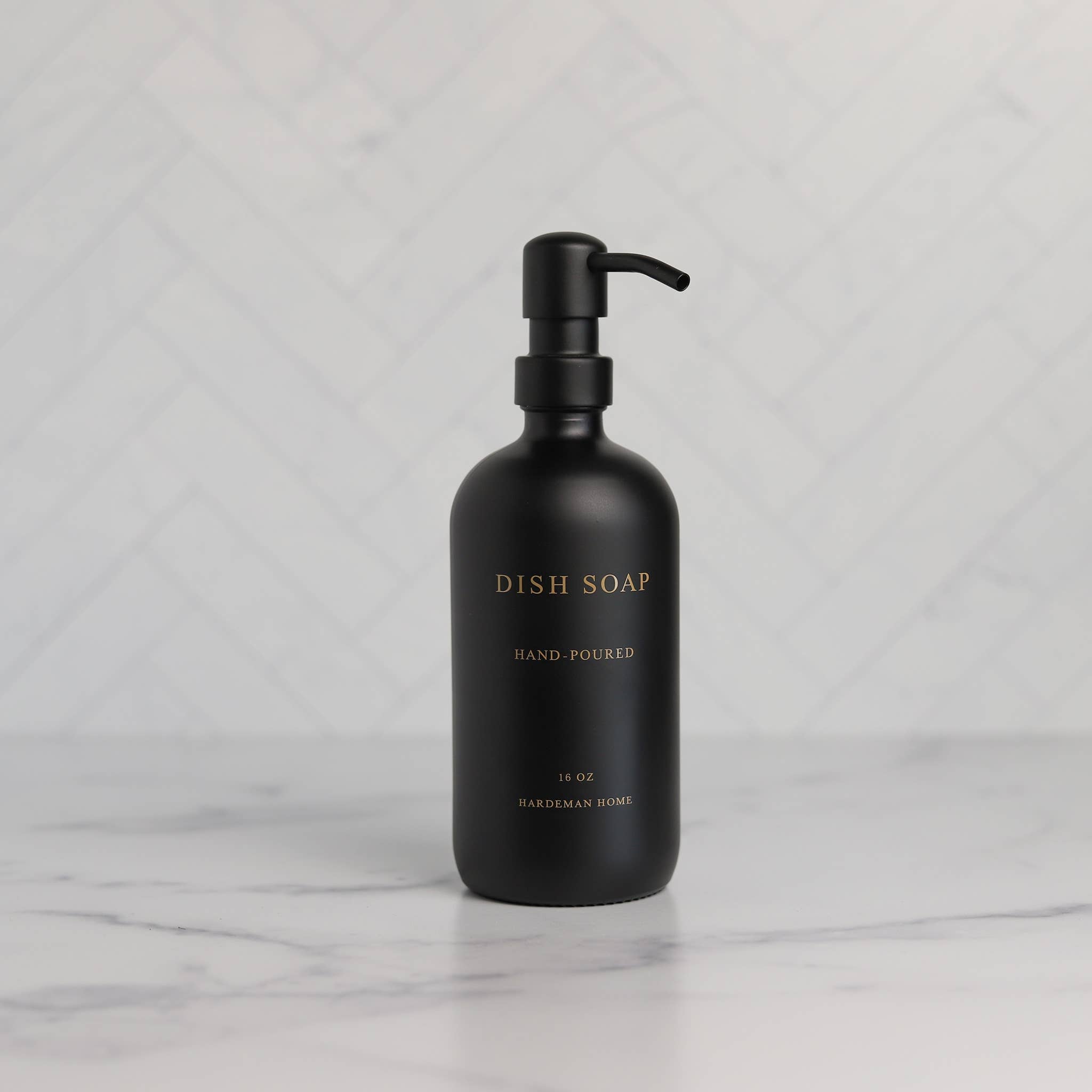 16oz Black Glass Dish Soap Dispenser