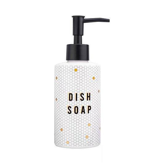 8.5oz Honeycomb Tile Dish Soap Dispenser- White, Gold, Black