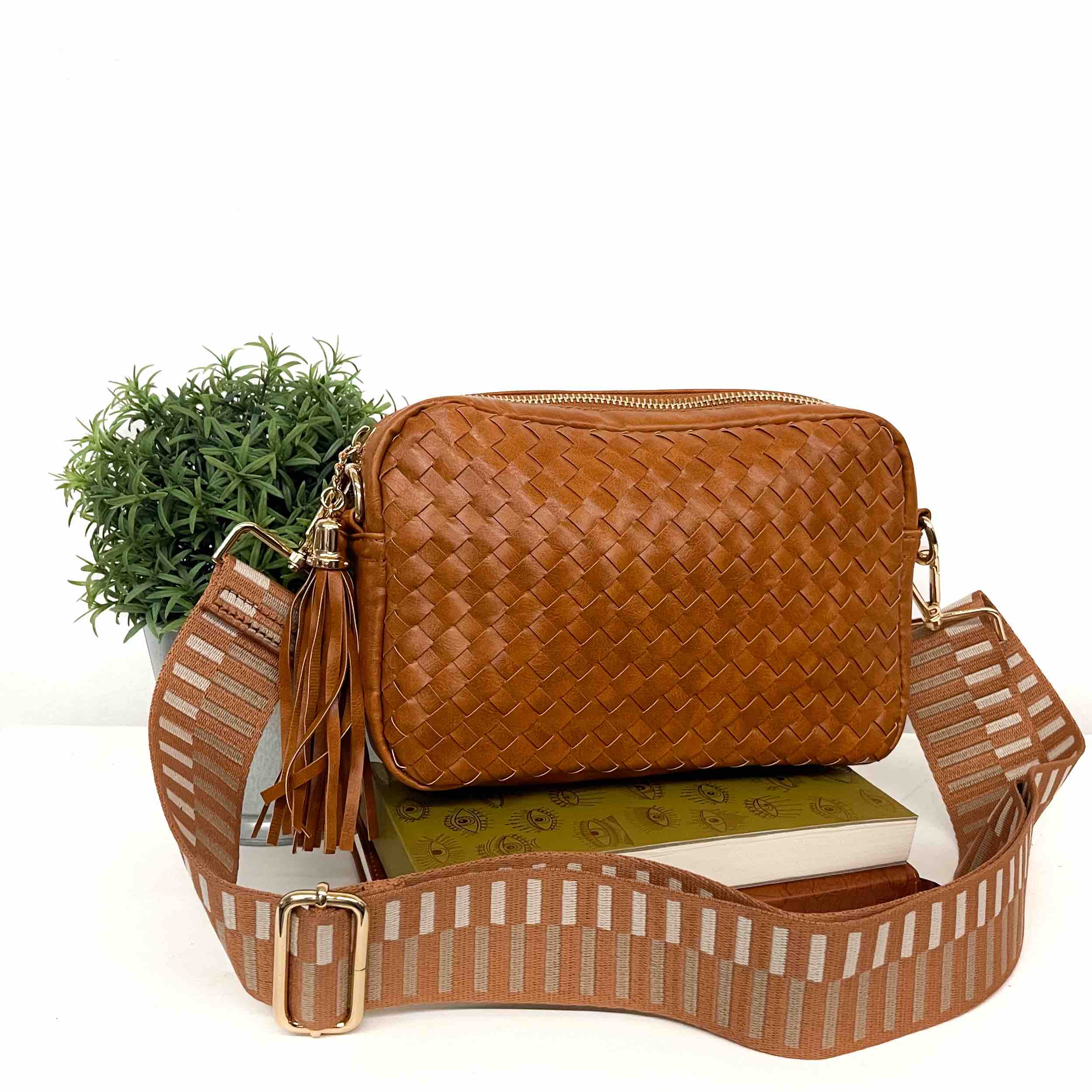 Woven Willow Camera Crossbody Bag - Multiple Colors