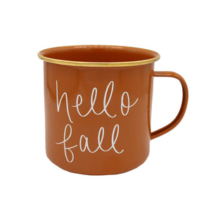 Hello Fall - Burnt Orange Campfire Coffee Mug - 18 oz