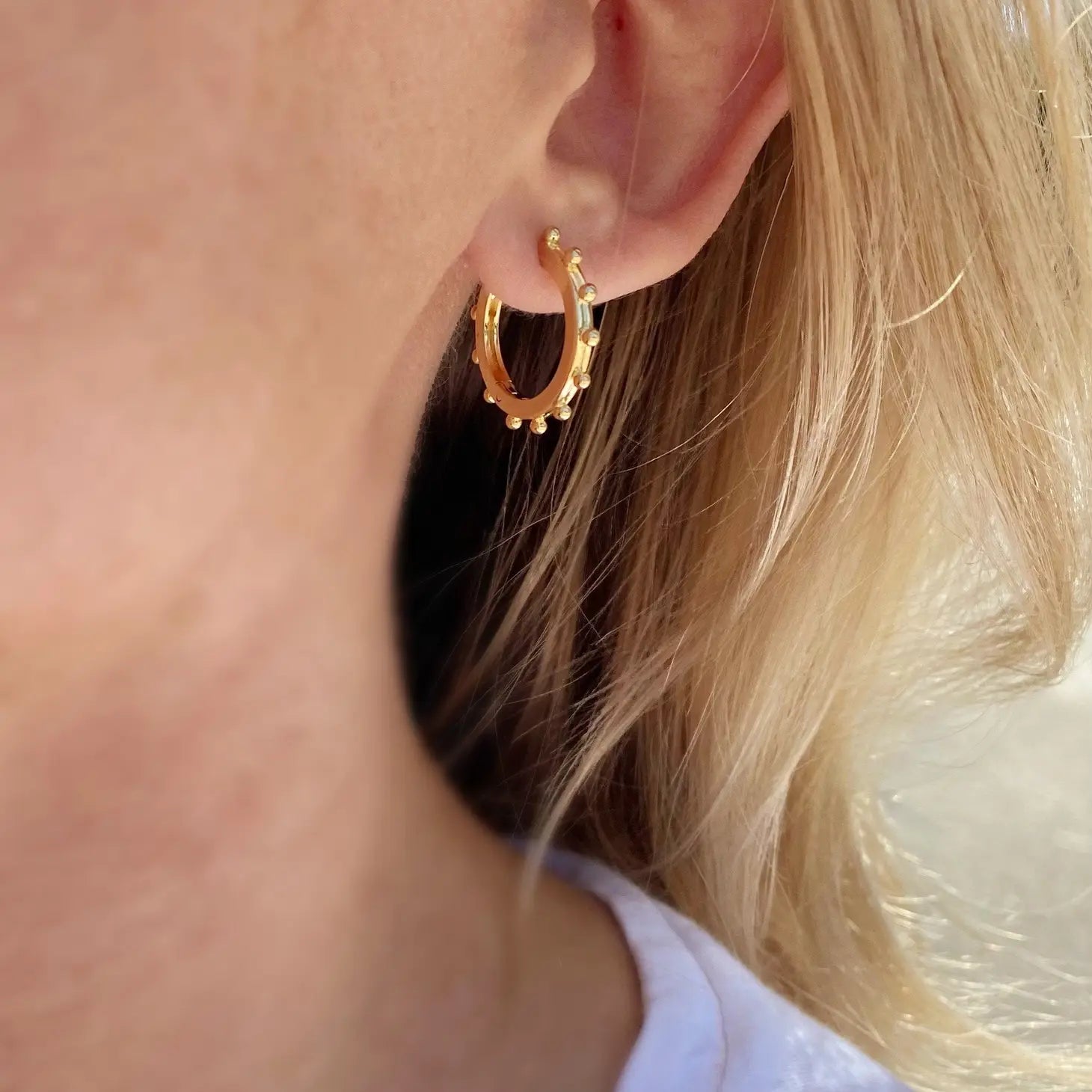 The Candace Hoops, 18k Gold filled hoop earrings with ball detail