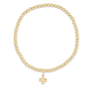 Classic gold 3mm bead bracelet- Signature Cross Gold Charm