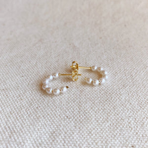 18k Gold Filled Small Pearl Half-Hoop
